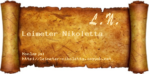 Leimeter Nikoletta névjegykártya